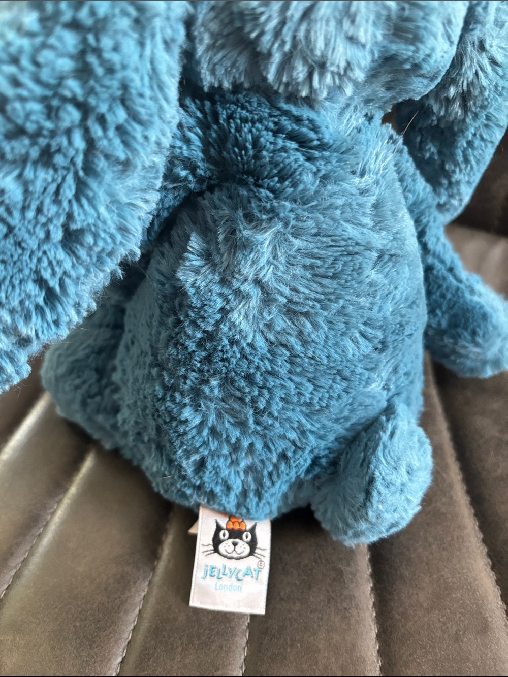 Jellycat Teal Blue Plush Bunny with Pink Nose - Picture 2 of 3